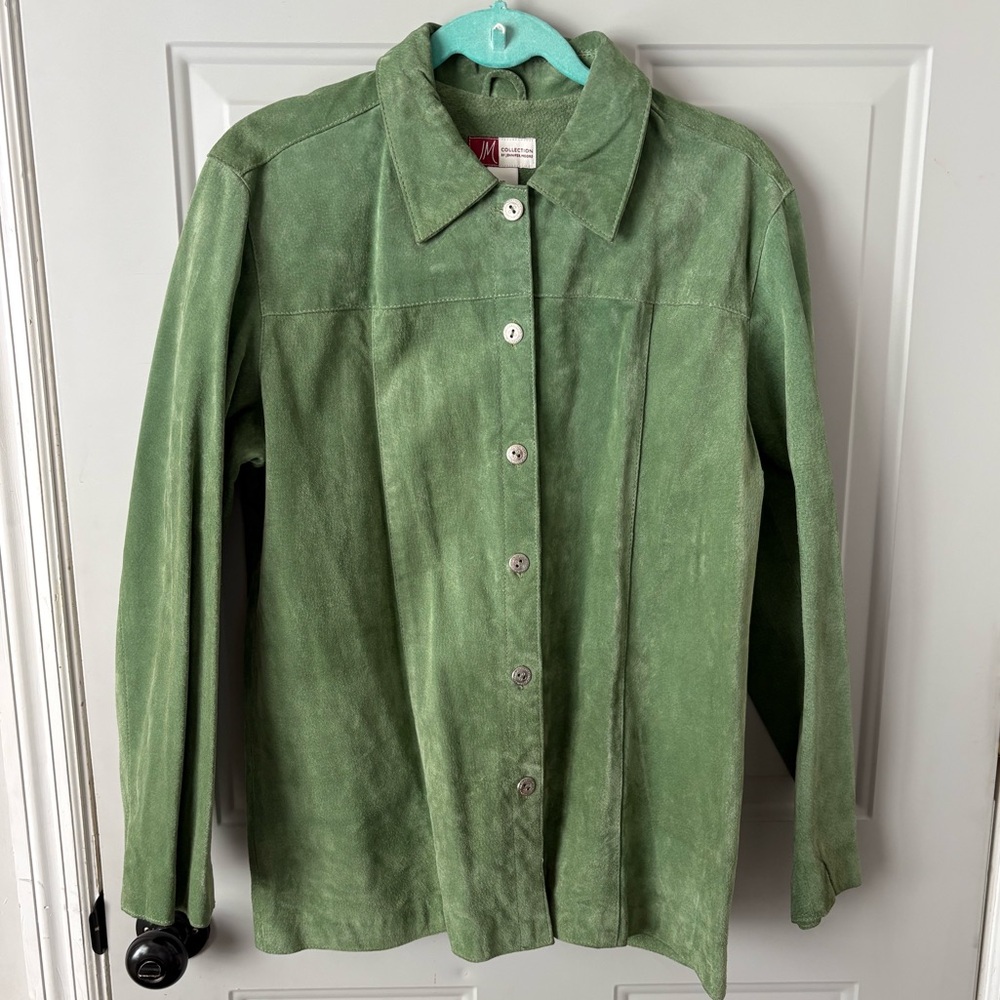 JM Collection Green Suede Button-Up Jacket